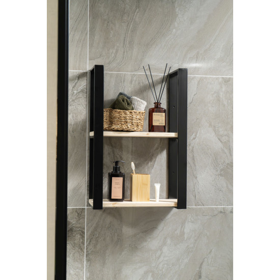 Ahşap 2 Raflı Banyo Havluluk -