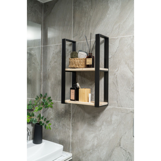 Ahşap 2 Raflı Banyo Havluluk -
